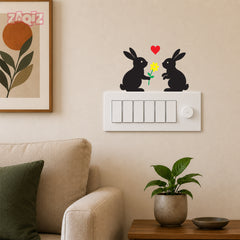 Cute Rabbit Couple Switch Board Sticker for Home Decor