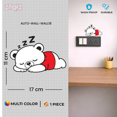 Sleeping Teddy Bear Switch Board Sticker for Kids Room Decor