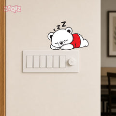 Sleeping Teddy Bear Switch Board Sticker for Kids Room Decor