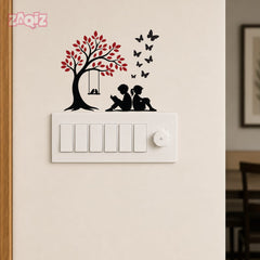 Tree and Kids Switch Board Sticker for Home Decor