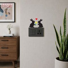 Cute Rabbit Couple Switch Board Sticker for Home Decor