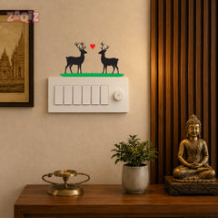 Cute Deer Couple Switch Board Sticker for Home Decor