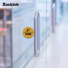 Pull Push Round Door Sign Stickers – Waterproof Vinyl Instruction Decals