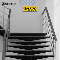 No Sitting on Stairs Warning Sticker – Safety Sign for Staircases