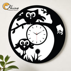 Cute Owl Acrylic Wall Clock for Kids Room Decor