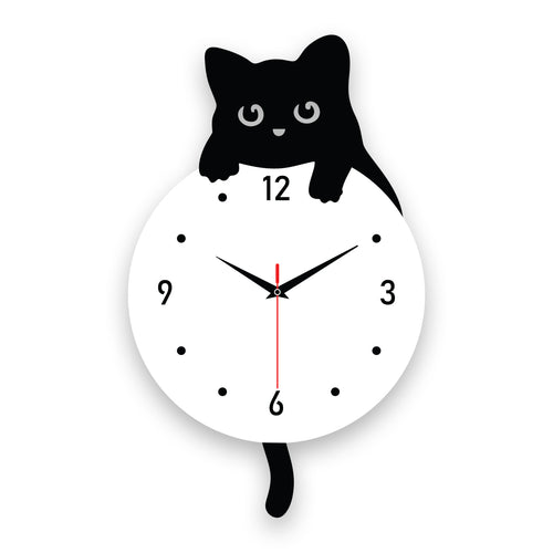 Cute Cat Acrylic Wall Clock for Modern Home Decor