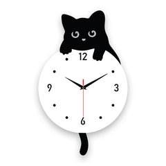 Cute Cat Acrylic Wall Clock for Modern Home Decor