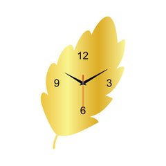 Golden Leaf Acrylic Wall Clock for Elegant Home Decor
