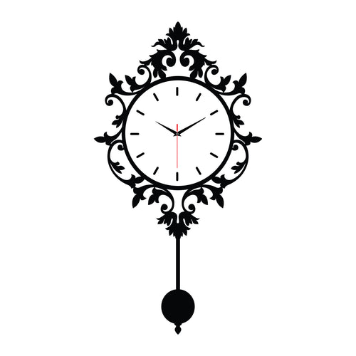 Vintage Floral Acrylic Pendulum Wall Clock for Elegant Home Decor