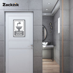 Zackzic Washroom Stickers – Bold & Clear Restroom Sign for All Areas